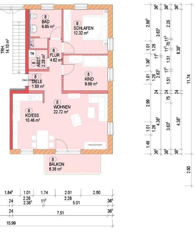 Obergeschosswohnung im KfW 55 Standard (förderfähig!)  in Haselbach / Tiefenbach bei Passau – Immobilie in Tiefenbach