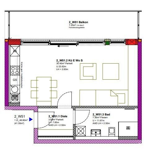 Grundriss Moderne 1-Zimmer-Wohnung mit Balkon & hochwertiger Ausstattung in Passau