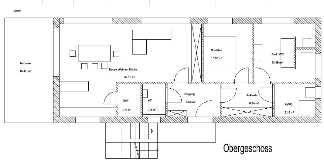 Grundriss Moderne 2 Zimmer Wohnung mit Terrasse und Einbauküche in zentraler Lage von Passau